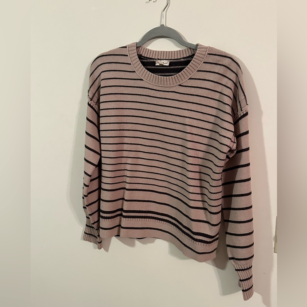 Hem and Thread Striped Sweater Size L